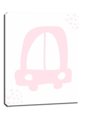 Różowe auto - obraz na płótnie 20x30 cm