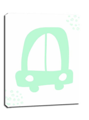 Miętowe auto - obraz na płótnie 61x91,5 cm
