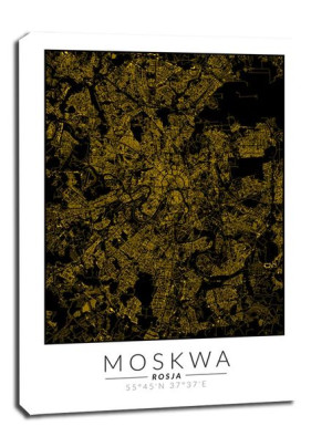 Moskwa złota mapa - obraz na płótnie 50x70 cm