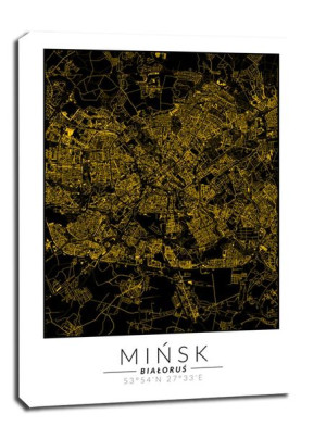 Mińsk złota mapa - obraz na płótnie 40x60 cm