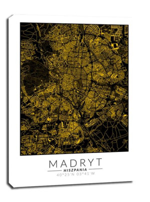 Madryt złota mapa - obraz na płótnie 20x30 cm
