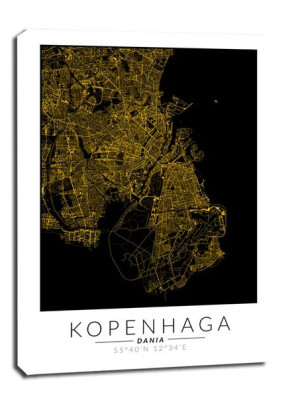 Kopenhaga złota mapa - obraz na płótnie 60x80 cm