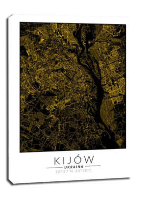 Kijów złota mapa - obraz na płótnie 30x40 cm
