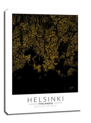 Helsinki złota mapa - obraz na płótnie 60x80 cm