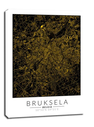 Bruksela złota mapa - obraz na płótnie 40x60 cm