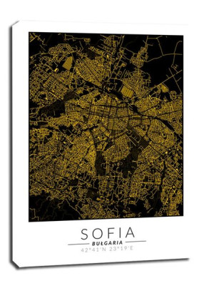Sofia złota mapa - obraz na płótnie 20x30 cm