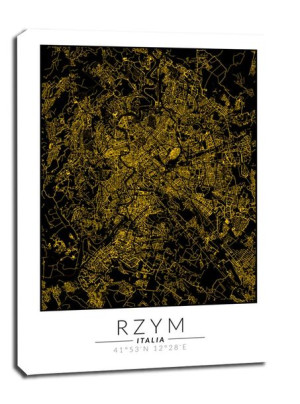 Rzym złota mapa - obraz na płótnie 60x80 cm