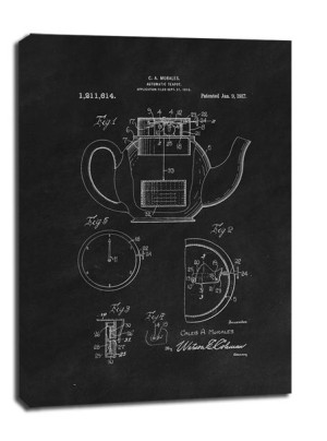 Patent Dzbanek na herbatę Projekt z 1917, black - obraz na płótnie 70x100 c