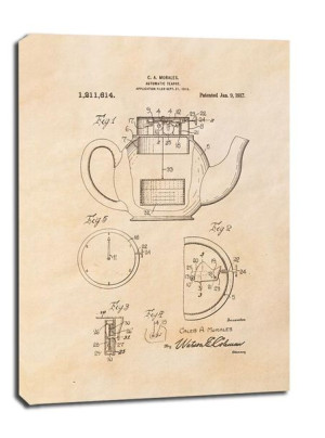 Patent Dzbanek na herbatę Projekt z 1917, sepia - obraz na płótnie 90x120 c