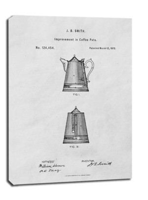 Patent Dzbanek na Kawę Projekt z 1872 - obraz na płótnie 20x30 cm