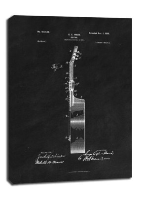 Patent GC Ward Gitara Projekt z 1898, black - obraz na płótnie 90x120 cm