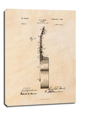 Patent GC Ward Gitara Projekt z 1898, sepia - obraz na płótnie 50x70 cm