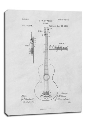 Patent GW Bowers Gitara Projekt z 1888 - obraz na płótnie 40x50 cm