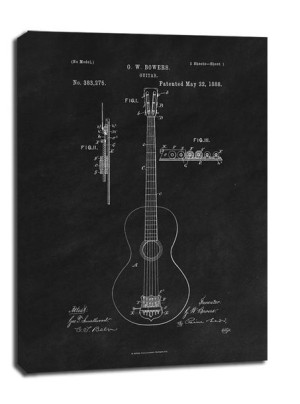 Patent GW Bowers Gitara Projekt z 1888, black - obraz na płótnie 70x100 cm