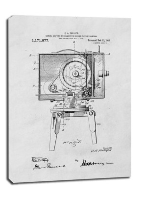 Patent Kamera Filmowa Projekt z 1916 - obraz na płótnie 61x91,5 cm