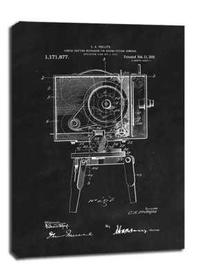 Patent Kamera Filmowa Projekt z 1916, black - obraz na płótnie 40x60 cm