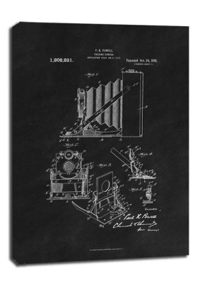 Patent Kamera Składana Projekt z 1916, black - obraz na płótnie 20x30 cm