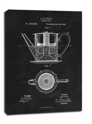 Patent Kawiarka Projekt z1878, black - obraz na płótnie 60x80 cm