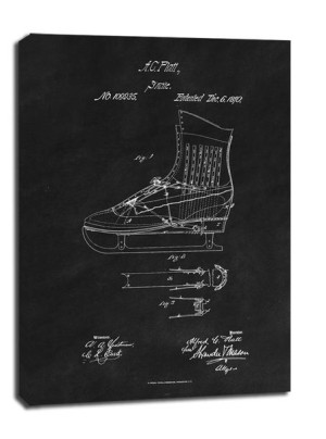 Patent Łyżwy Projekt z 1870, black - obraz na płótnie 40x50 cm