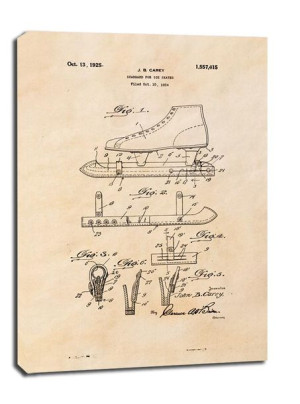Patent Łyżwy Projekt z 1925, sepia - obraz na płótnie 70x100 cm