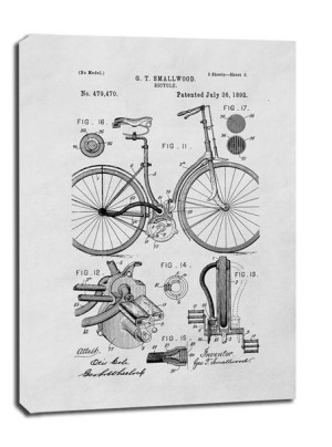 Patent Mechanizm Rowerowy Projekt z 1892 - obraz na płótnie 50x70 cm