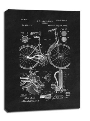 Patent Mechanizm Rowerowy Projekt z 1892, black - obraz na płótnie 60x80 cm