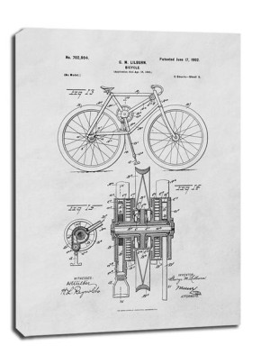 Patent Mechanizm Rowerowy Projekt z 1902 - obraz na płótnie 20x30 cm