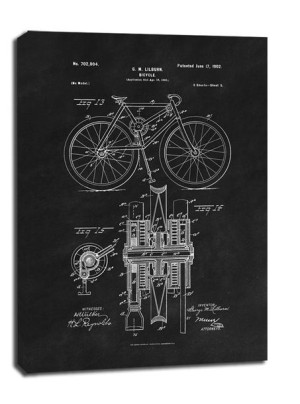 Patent Mechanizm Rowerowy Projekt z 1902, black - obraz na płótnie 40x60 cm