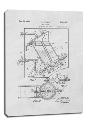 Patent Ochładzacz do Piwa Projekt z 1936 - obraz na płótnie 61x91,5 cm