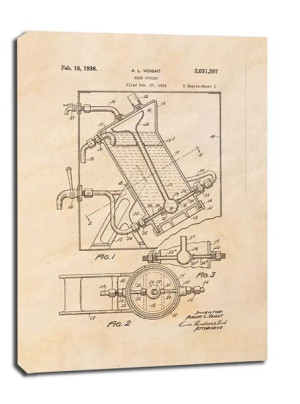 Patent Ochładzacz do Piwa Projekt z 1936, sepia - obraz na płótnie 61x91,5