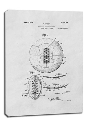 Patent Retro Piłka Nożna projekt z 1926 - obraz na płótnie 90x120 cm