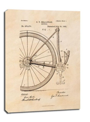 Patent Rower Projekt z 1892, sepia - obraz na płótnie 60x80 cm