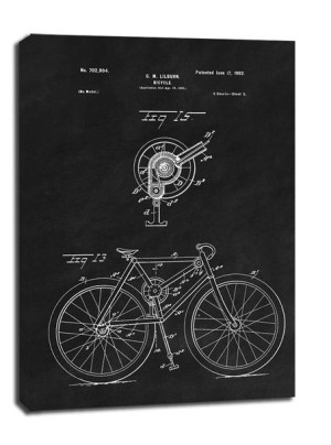 Patent Rower Projekt z 1902, black - obraz na płótnie 40x50 cm