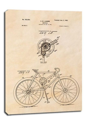 Patent Rower Projekt z 1902, sepia - obraz na płótnie 60x80 cm