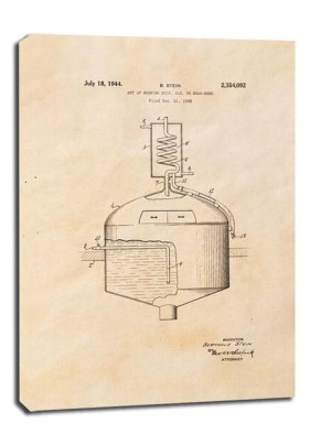 Patent Sztuka Warzenia Piwa Projekt z 1944, sepia - obraz na płótnie 70x100