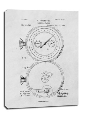 Patent Zegarek z Kalendarzem Projekt z 1889 - obraz na płótnie 40x50 cm