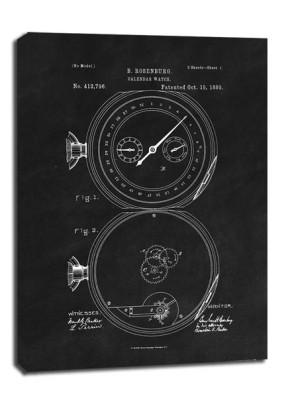 Patent Zegarek z Kalendarzem Projekt z 1889, black - obraz na płótnie 61x91