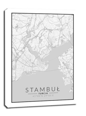 Stambuł mapa czarno biała - obraz na płótnie 50x70 cm