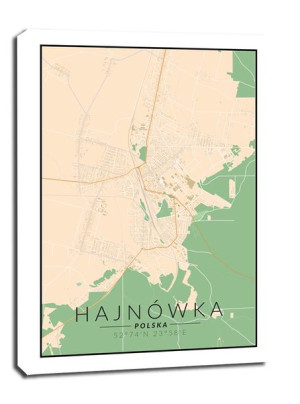 Hajnówka mapa kolorowa - obraz na płótnie 90x120 cm