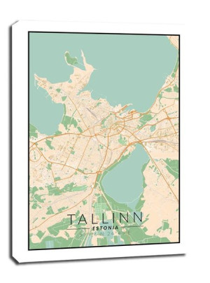 Tallin mapa kolorowa - obraz na płótnie 30x40 cm