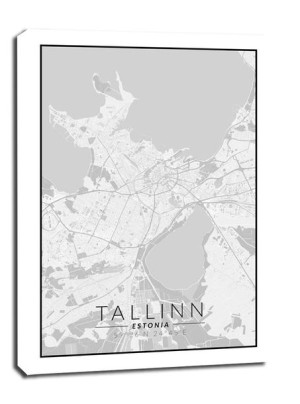Tallin mapa czarno biała - obraz na płótnie 61x91,5 cm