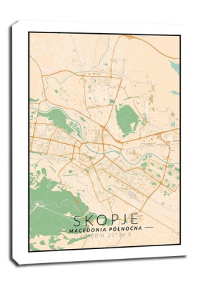Skopje mapa kolorowa - obraz na płótnie 60x80 cm