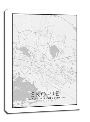 Skopje mapa czarno biała - obraz na płótnie 20x30 cm