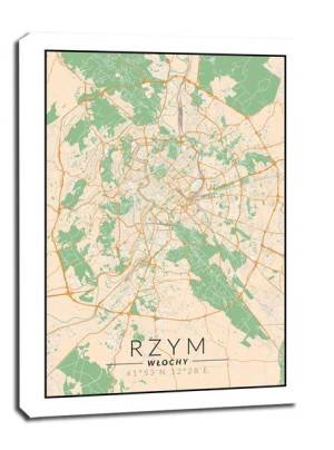 Rzym mapa kolorowa - obraz na płótnie 30x40 cm