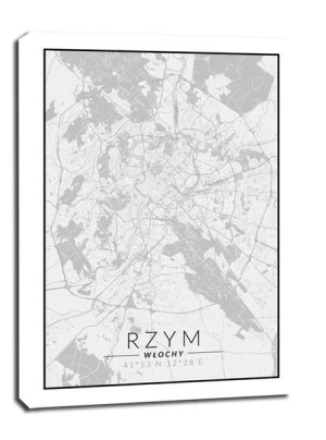 Rzym mapa czarno biała - obraz na płótnie 20x30 cm