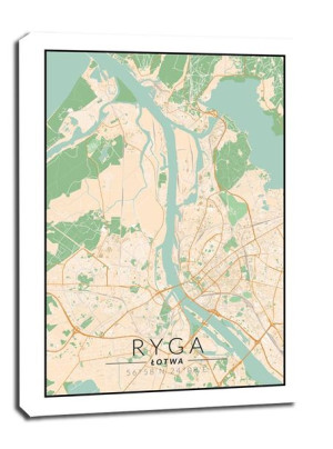 Ryga mapa kolorowa - obraz na płótnie 40x60 cm