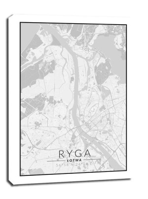 Ryga mapa czarno biała - obraz na płótnie 20x30 cm