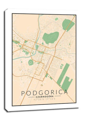 Podgorica mapa kolorowa - obraz na płótnie 40x60 cm