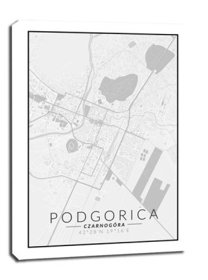 Podgorica mapa czarno biała - obraz na płótnie 90x120 cm
