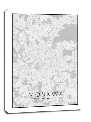 Moskwa mapa czarno biała - obraz na płótnie 61x91,5 cm